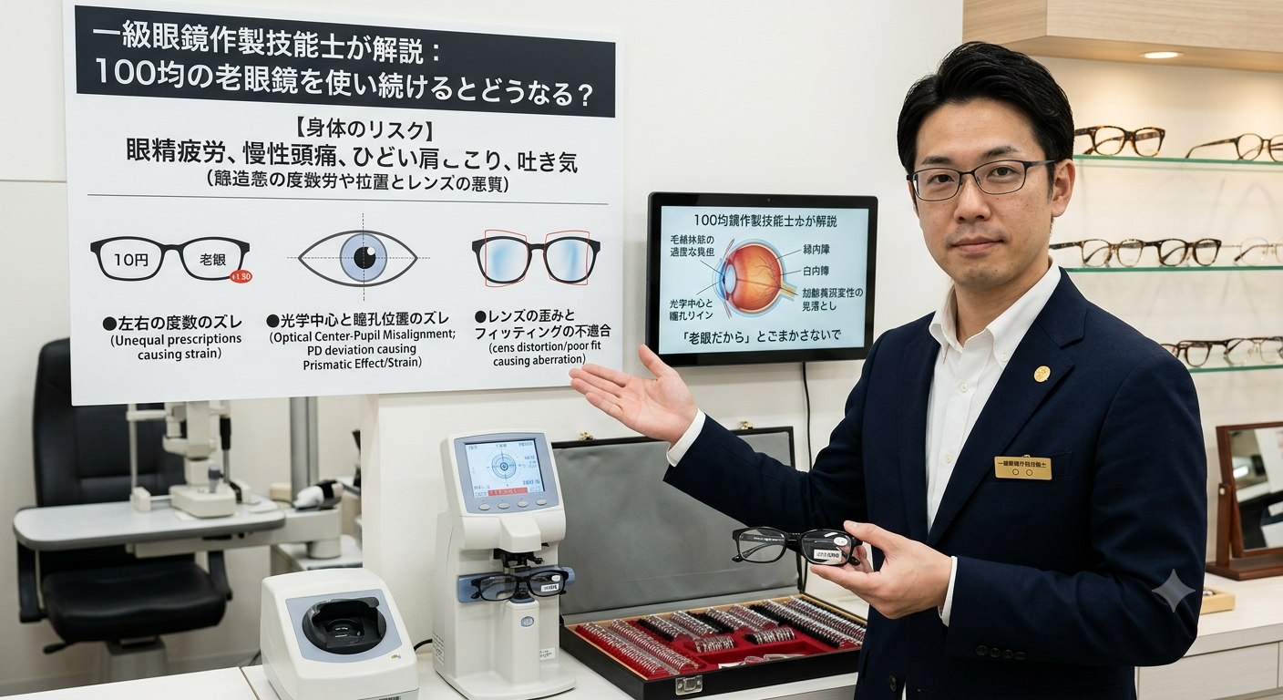 100均の老眼鏡を使い続けるとどうなる？ 知っておきたい「目と身体」へのリスク - 山口市大内千坊（山口県）のメガネ店 | メガネのふくだ