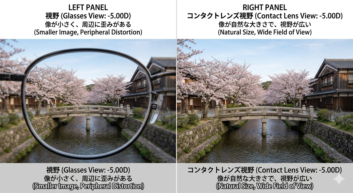 近視度数-5.00以上でのメガネレンズとコンタクトレンズでの見え方の違和感 - 山口市大内千坊（山口県）のメガネ店 | メガネのふくだ